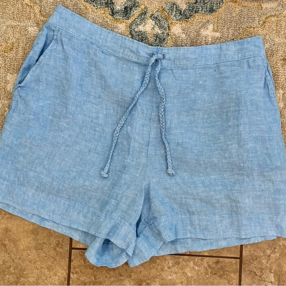 100% linen chambray shorts size extra large - Picture 1 of 8